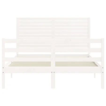 Cadre de lit sans matelas blanc bois massif