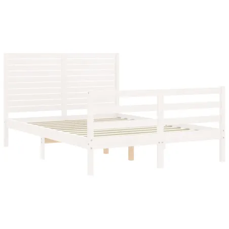 Cadre de lit sans matelas blanc bois massif