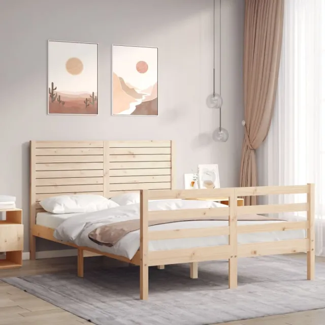 Cadre de lit sans matelas 140x190 cm bois massif