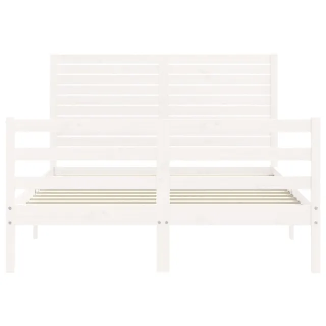 Cadre de lit sans matelas blanc 140x190 cm bois massif