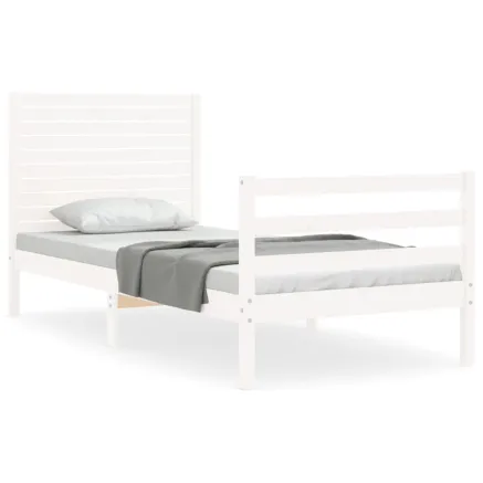 Cadre de lit sans matelas blanc 90x200 cm bois massif 2