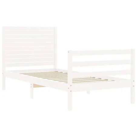 Cadre de lit sans matelas blanc 90x200 cm bois massif