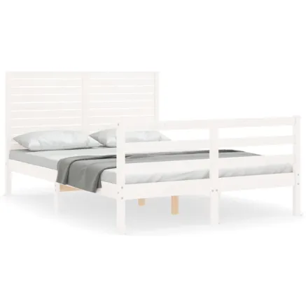 Cadre de lit sans matelas blanc 120x200 cm bois massif 2
