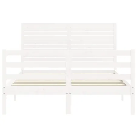 Cadre de lit sans matelas blanc 120x200 cm bois massif