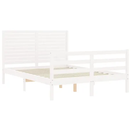 Cadre de lit sans matelas blanc 140x200 cm bois massif