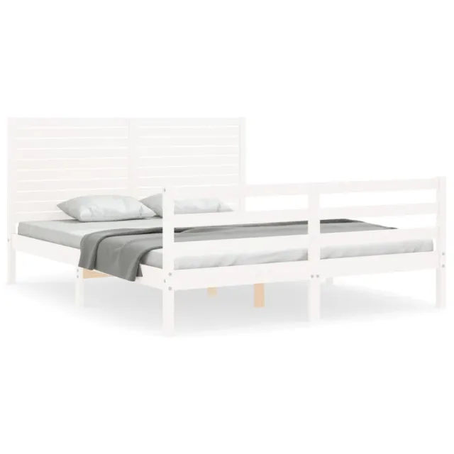 Cadre de lit sans matelas blanc 160x200 cm bois massif