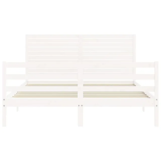 Cadre de lit sans matelas blanc 160x200 cm bois massif