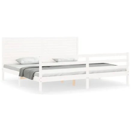Cadre de lit sans matelas blanc bois massif 2