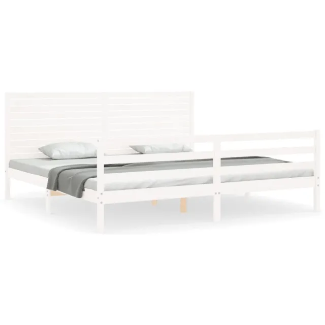 Cadre de lit sans matelas blanc bois massif