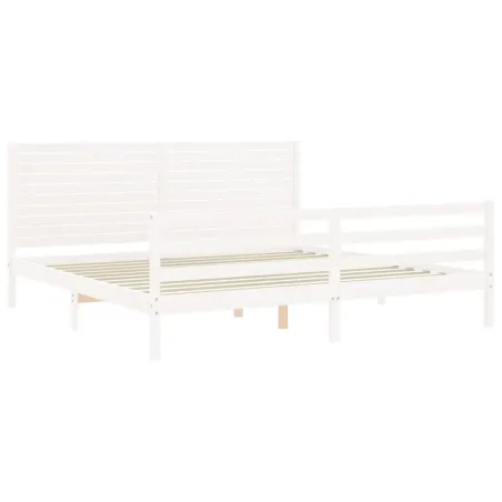 Cadre de lit sans matelas blanc bois massif