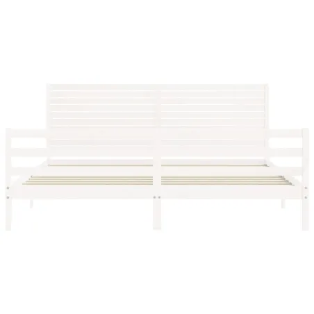 Cadre de lit sans matelas blanc bois massif