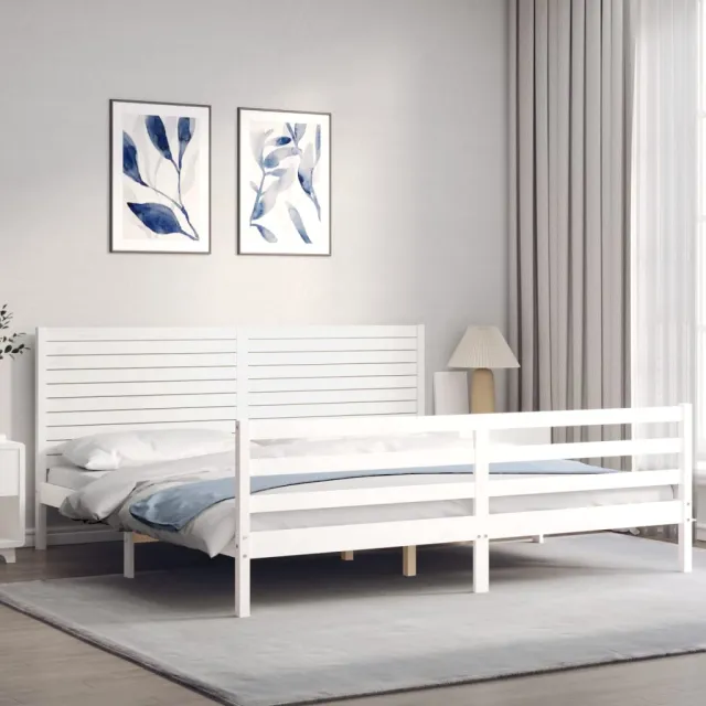 Cadre de lit sans matelas blanc 200x200 cm bois massif