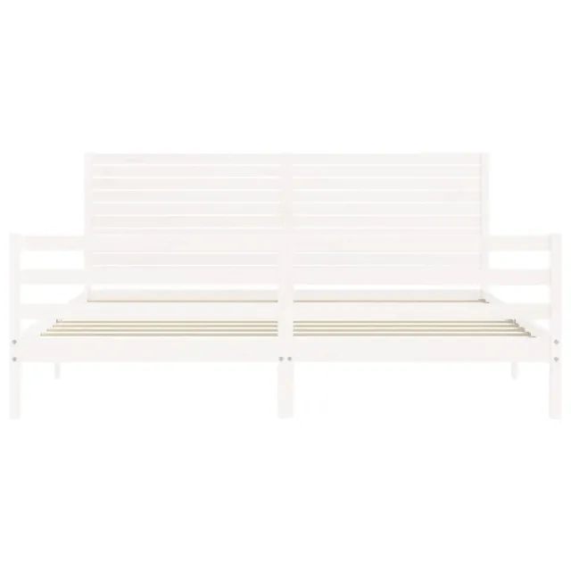Cadre de lit sans matelas blanc 200x200 cm bois massif