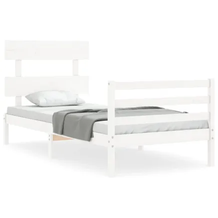 Cadre de lit sans matelas blanc bois massif 2