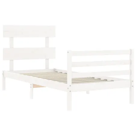 Cadre de lit sans matelas blanc bois massif
