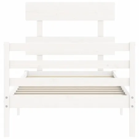 Cadre de lit sans matelas blanc bois massif