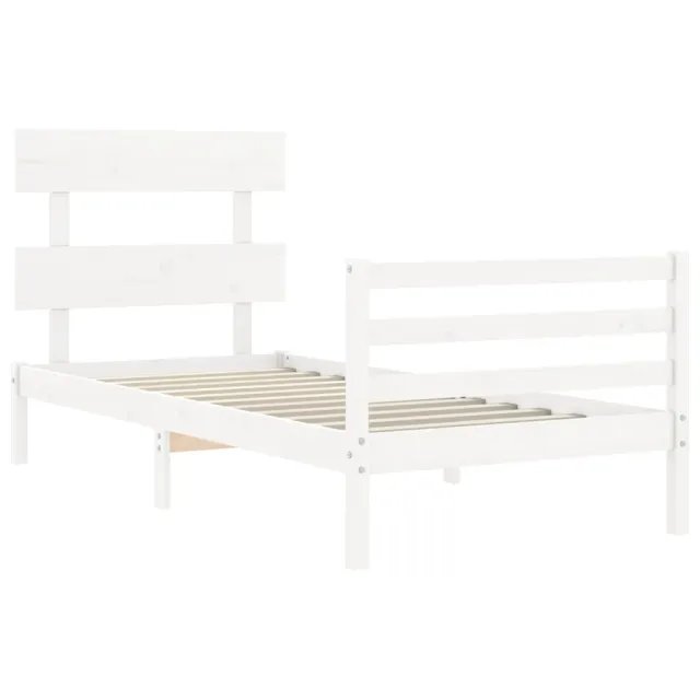 Cadre de lit sans matelas blanc 90x200 cm bois massif