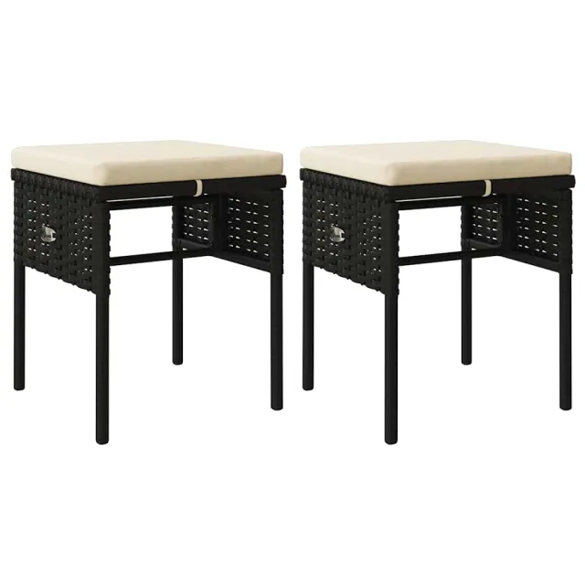 Salon de jardin 6 pcs avec coussins Noir Résine tressée