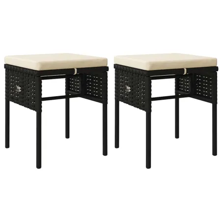 Salon de jardin 6 pcs avec coussins Noir Résine tressée