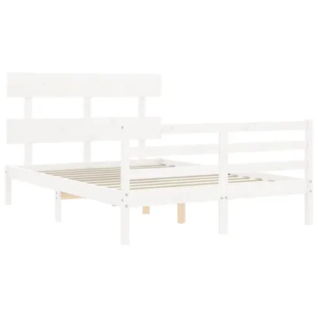 Cadre de lit sans matelas blanc 120x200 cm bois massif