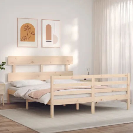 Cadre de lit sans matelas bois massif