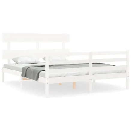 Cadre de lit sans matelas blanc 160x200 cm bois massif 2
