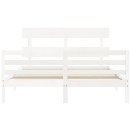 Cadre de lit sans matelas blanc 160x200 cm bois massif