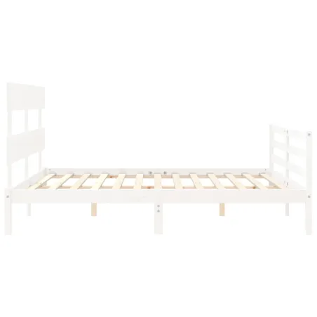 Cadre de lit sans matelas blanc 160x200 cm bois massif
