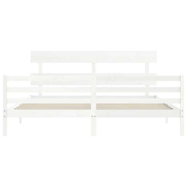 Cadre de lit sans matelas blanc bois massif