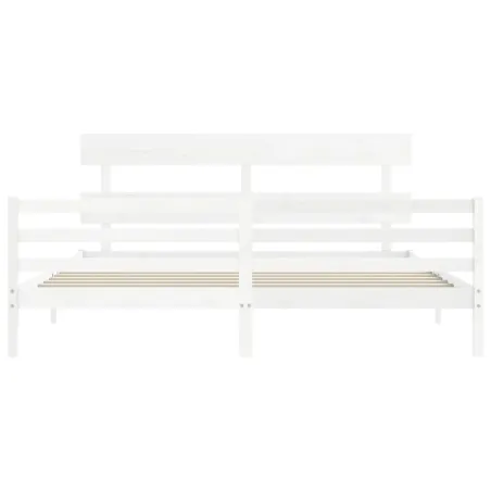 Cadre de lit sans matelas blanc bois massif