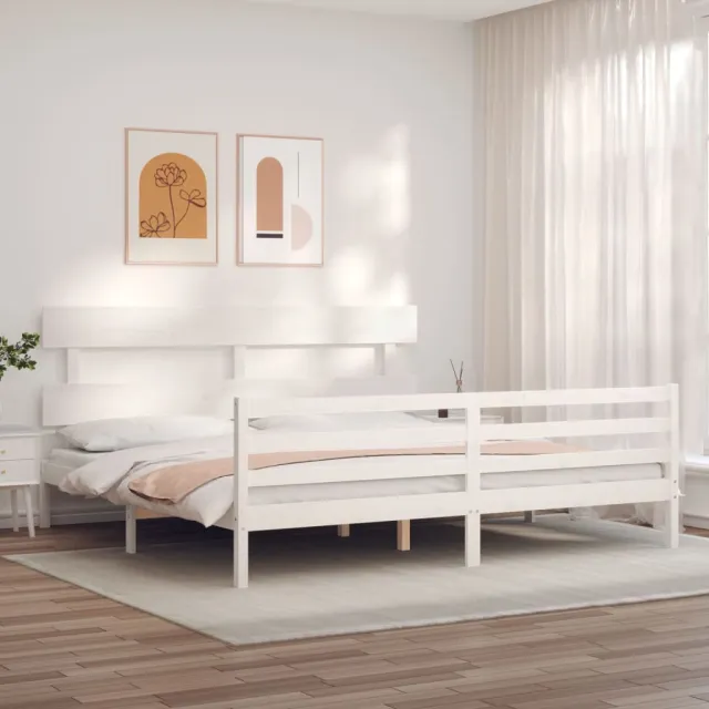 Cadre de lit sans matelas blanc 200x200 cm bois massif