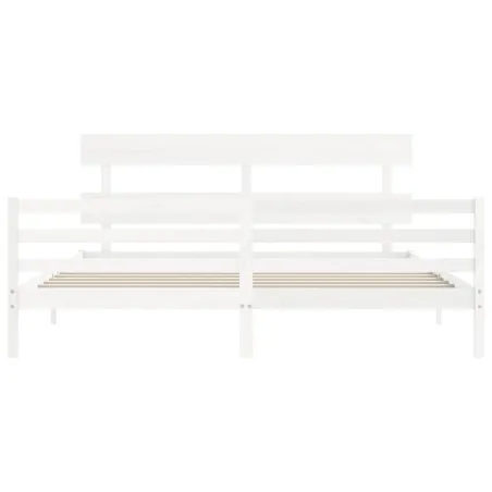 Cadre de lit sans matelas blanc 200x200 cm bois massif
