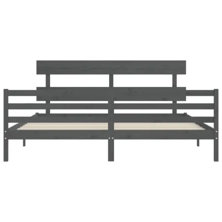 Cadre de lit sans matelas gris 200x200 cm bois massif