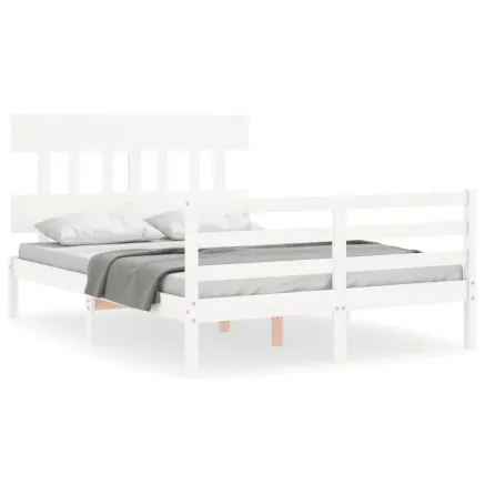 Cadre de lit sans matelas blanc bois massif 2