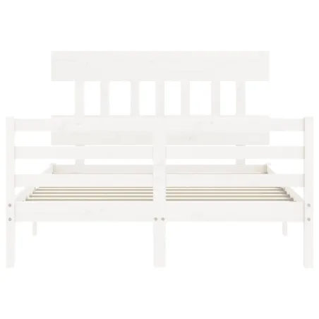 Cadre de lit sans matelas blanc bois massif