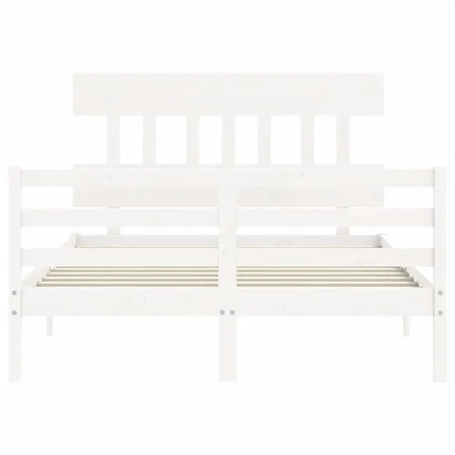 Cadre de lit sans matelas blanc 140x190 cm bois massif