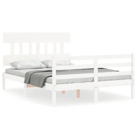 Cadre de lit sans matelas blanc 120x200 cm bois massif