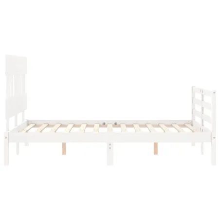 Cadre de lit sans matelas blanc 140x200 cm bois massif