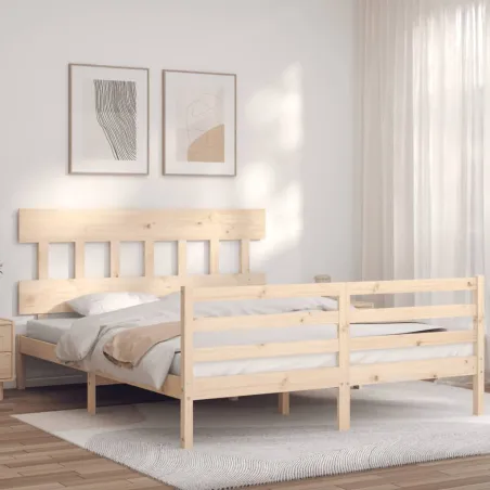Cadre de lit sans matelas 160x200 cm bois massif