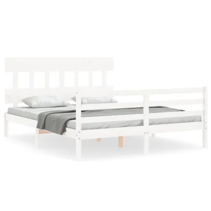 Cadre de lit sans matelas blanc 160x200 cm bois massif 2