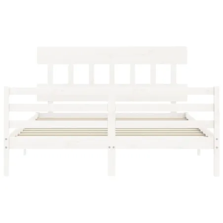 Cadre de lit sans matelas blanc 160x200 cm bois massif