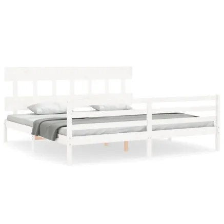 Cadre de lit sans matelas blanc 200x200 cm bois massif 2