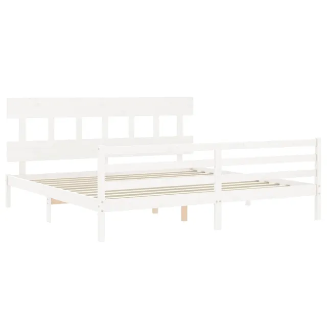 Cadre de lit sans matelas blanc 200x200 cm bois massif