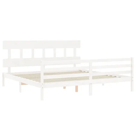 Cadre de lit sans matelas blanc 200x200 cm bois massif