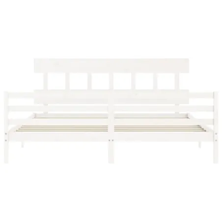 Cadre de lit sans matelas blanc 200x200 cm bois massif