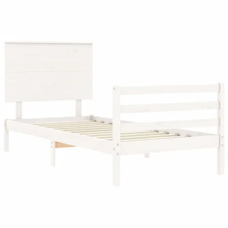 Cadre de lit sans matelas blanc bois massif