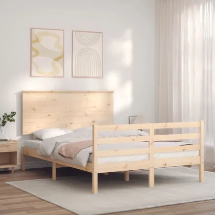 Cadre de lit sans matelas 140x190 cm bois massif