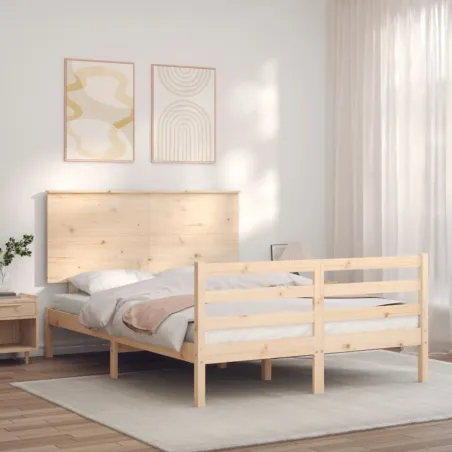 Cadre de lit sans matelas 140x190 cm bois massif