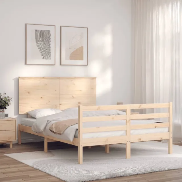 Cadre de lit sans matelas 140x190 cm bois massif