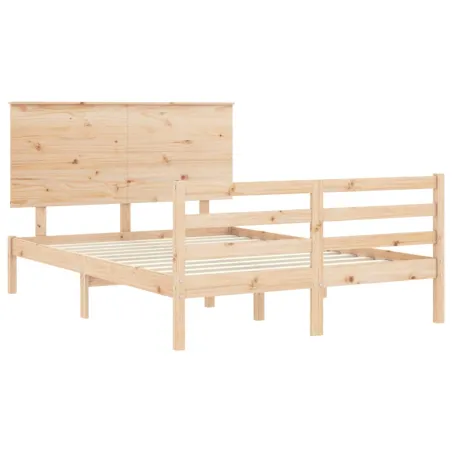 Cadre de lit sans matelas 140x190 cm bois massif